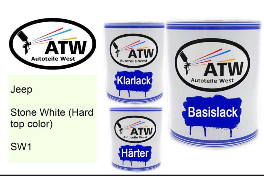 Jeep, Stone White (Hard top color), SW1: 1L Lackdose + 1L Klarlack + 500ml Härter - Set, von ATW Autoteile West.